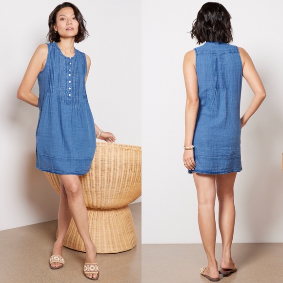 Faherty Dresses Faherty Dream Cotton Gauze Isha Dress In Indigo